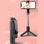 Wholesale Mini Easy to Carry 3 in 1 Aluminum Wireless Bluetooth Extendable Selfie Stick with Tripod Stand (Black)
